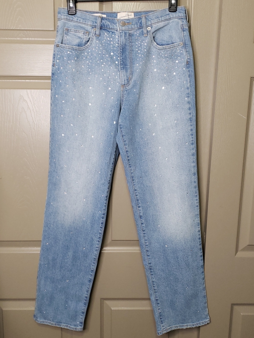 Universal Thread High Rise 90's Straight Jeans Rhinestone Sparkle Accent Size 10